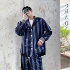 Set: Striped Blazer + Wide-leg Pants