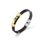 Simple And Romantic Plated Gold Iloveyou 316l Stainless Steel Leather Bracelet Golden - One Size