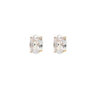 Faux-gem Oval Ear Studs (crystal) One Size