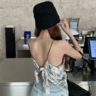 Pattern Printed Tie Back Camisole Top White - One Size