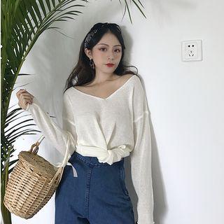 Long Sleeve V-neck Sheer Top