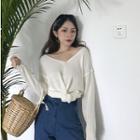 Long Sleeve V-neck Sheer Top