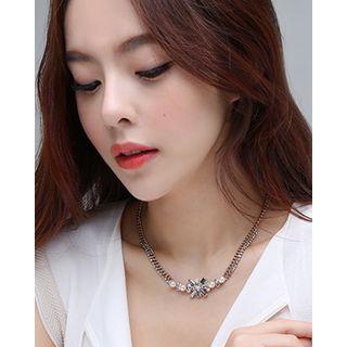 Rhinestone Faux-pearl Bold Chain Necklace