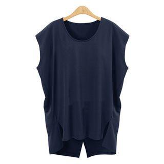 Cap-sleeve Plain Batwing T-shirt