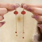 Lantern Alloy Fringed Earring 1 Pair - Red & Gold - One Size