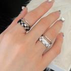 Sterling Silver Check Layered Ring