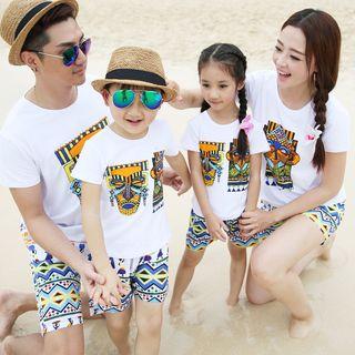 Family Matching Set: Printed Short Sleeve T-shirt + Shorts