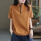 Short-sleeve Zip Neck T-shirt