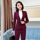 Buckled Blazer / Dress Pants / Fitted Skirt / Shirt / Set