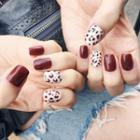 Leopard Print Faux Nail Tips 41 - Leopard - Wine Red - One Size
