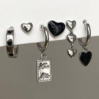 Set Of 6: Glaze Alloy Earring (various Designs) Set Of 6 - Silver Needle - Silver - One Size