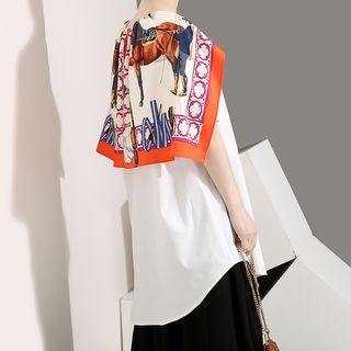 Printed Panel Short-sleeve Blouse