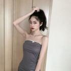 Lace Trim Plaid Strapless Mini Bodycon Dress