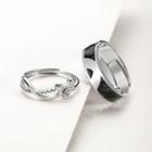 Couple Matching 925 Sterling Silver Rhinestone Bear Ring