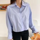 Pleated-shoulder Cropped Shirt