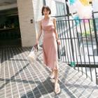 Halter Band-waist Long Wrap Dress