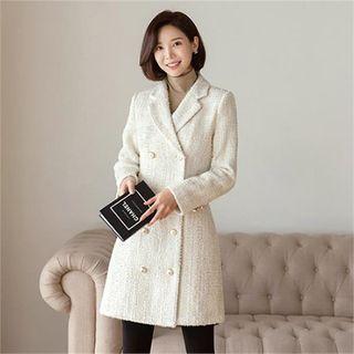 Notch-lapel Double-breasted Tweed Coatdress