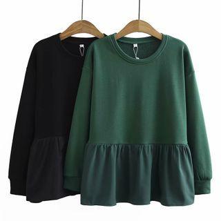 Mock Two-piece Ruffled Sweatshirt