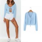 Ribbon Front Cardigan Blue - One Size