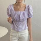 Puff-sleeve Lace Blouse Purple - One Size