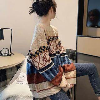 Oversize Long-sleeve Printed Sweater