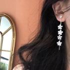 Faux Crystal Flower Dangle Earring 1 Pair - White Flowers - Gold - One Size