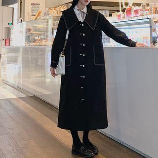Contrast Trim Collar Coat