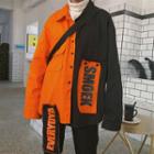 Two-tone Buttoned Lettering Jacket