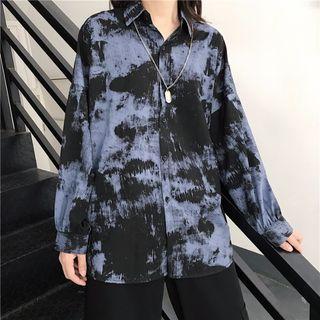 Long-sleeve Dye-print Shirt Shirt - One Size