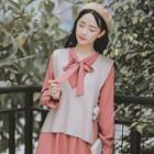 V-neck Side Tie Knit Vest