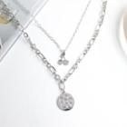 Flower / Cherry Pendant Alloy Necklace Silver - One Size
