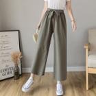 Bow Accent Wide Leg Cropped Pants