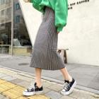 Long Houndstooth Knit Skirt
