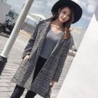 Plaid Open Front Long Blazer