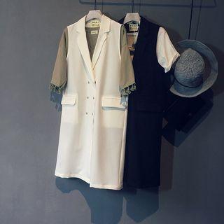 Double-breasted Chiffon Panel Vest
