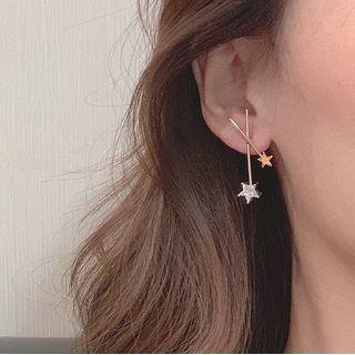 Rhinestone Star Earring 1 Pair - 925 Silver - Earrings - One Size