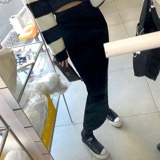 Corduroy Midi Fitted Skirt Black - One Size
