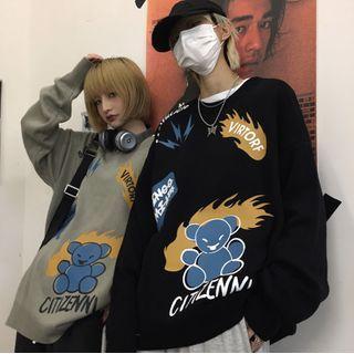 Couple-matching Bear Cartoon Print Sweater