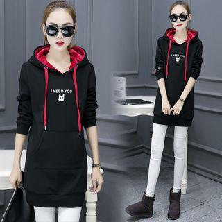 Cat Print Mini Hoodie Dress