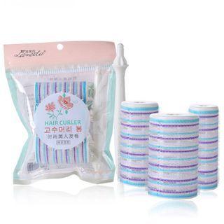 Set Of 3: Hair Curler Set Of 3 - With Stick - Purple & Blue & White - One Size