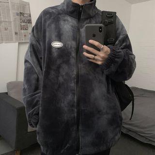 Lettering Print Tie-dye Zip Jacket