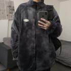 Lettering Print Tie-dye Zip Jacket