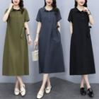 Short-sleeve Tie-side A-line Polo Dress
