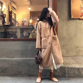 Fleece Long Coat Camel - One Size