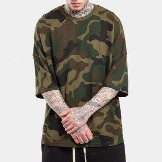 Elbow-sleeve Camouflage T-shirt