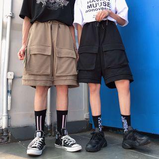 Couple Matching Pocket Detail Drawstring Shorts