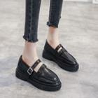 Faux Leather Buckled Strap Platform Loafers