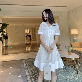 Pocket Detail Short-sleeve Shirt / High Waist Shorts / Short-sleeve A-line Dress