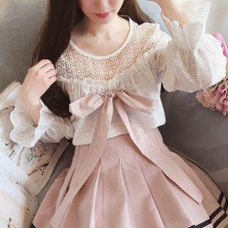 Bow Detail Eyelet Lace Blouse