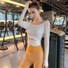 Cut-out Long-sleeve Cropped Sports Top